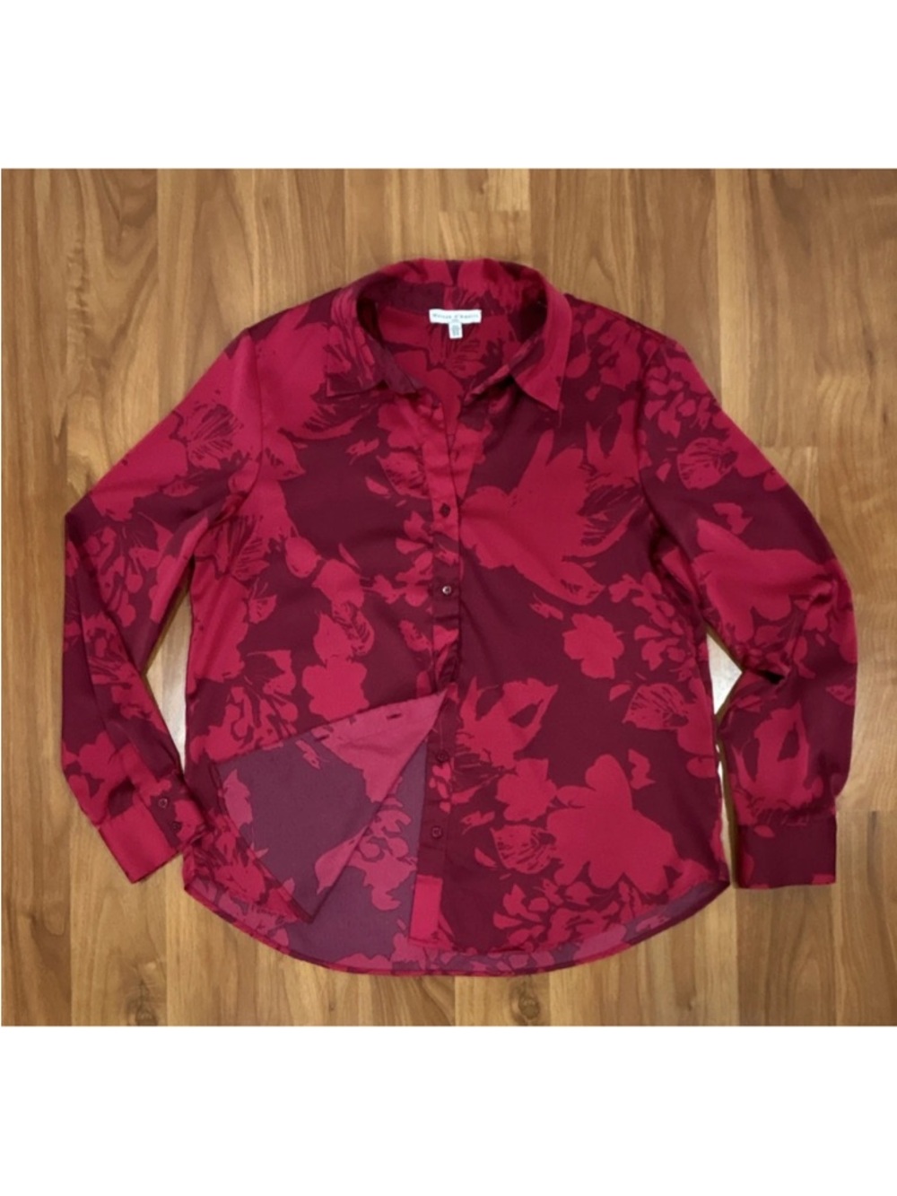 Maison d'Amélie Floral Button-Up Blouse in Fuchsia & Burgundy